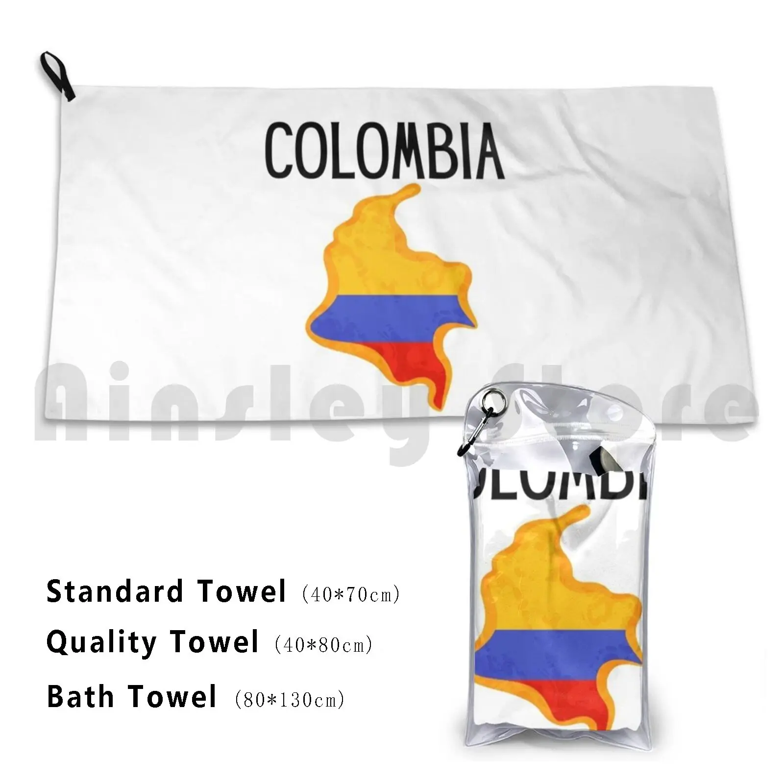 Colombia Country Profile Custom Towel Bath Towel Colombia Flag Country Border