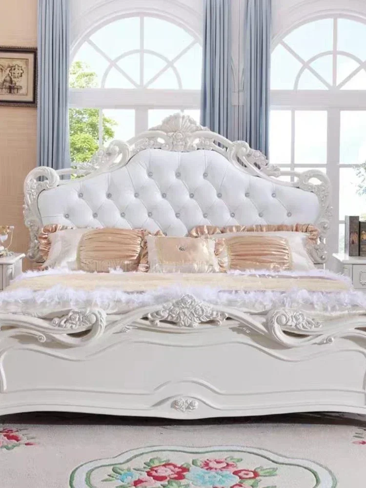 Style Double Master Bedroom Minimalist Princess Bed Solid Wood Wedding Bed Modern Household Furniture