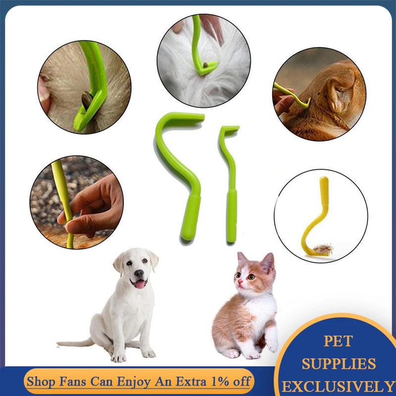 2pcs/set Pet Flea Removal Tool Scratching Hook Treatment Tick Eliminate Tweezers Clip for Cat Puppy Dog People Grooming Supplies