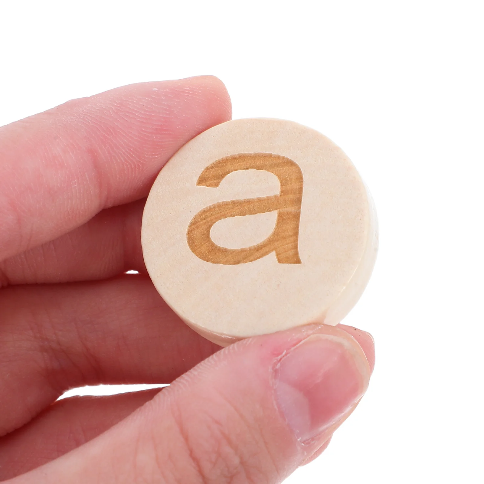 

52Pcs Montessori Wooden Alphabet Discs Natural Learning Educational Alphabet Counting Blocks Spelling Games