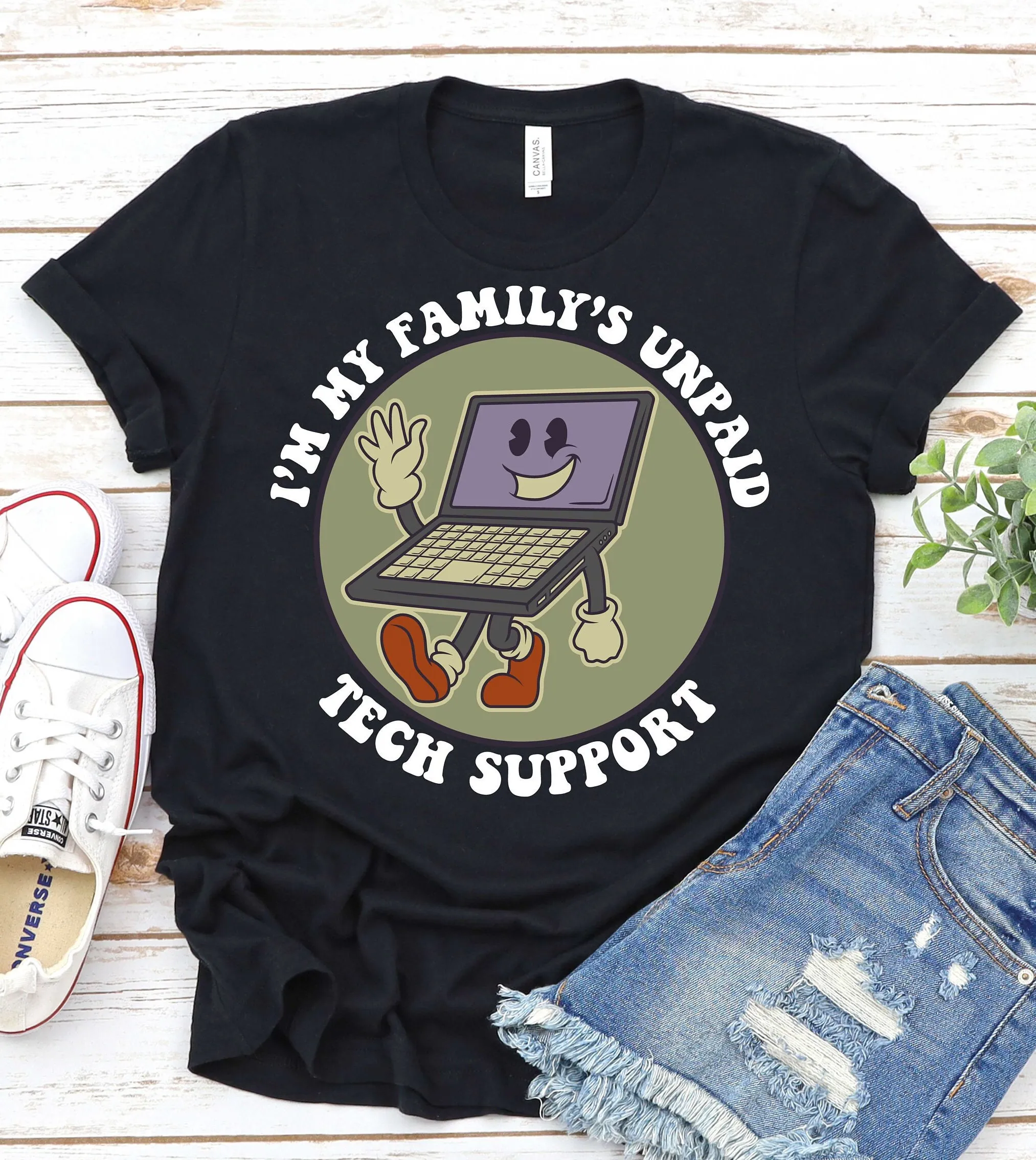 Tech Support T Shirt Retro Funny It Computer Engineer