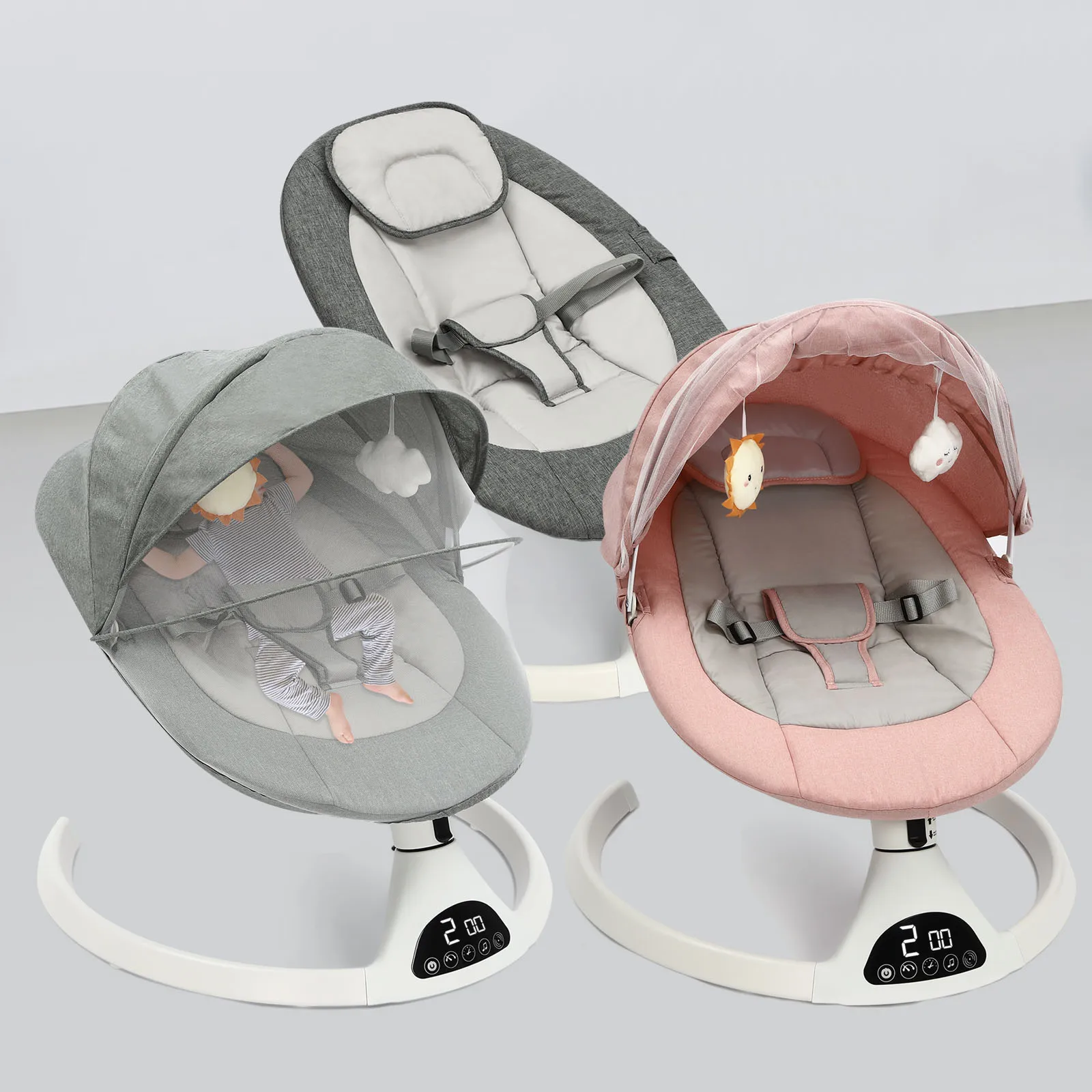 6V 1A 5 Levels Baby Rocker Electric Baby Swing  Bluetooth Music Baby Rocker With Remote Control For Babies Aged 0-12 Months