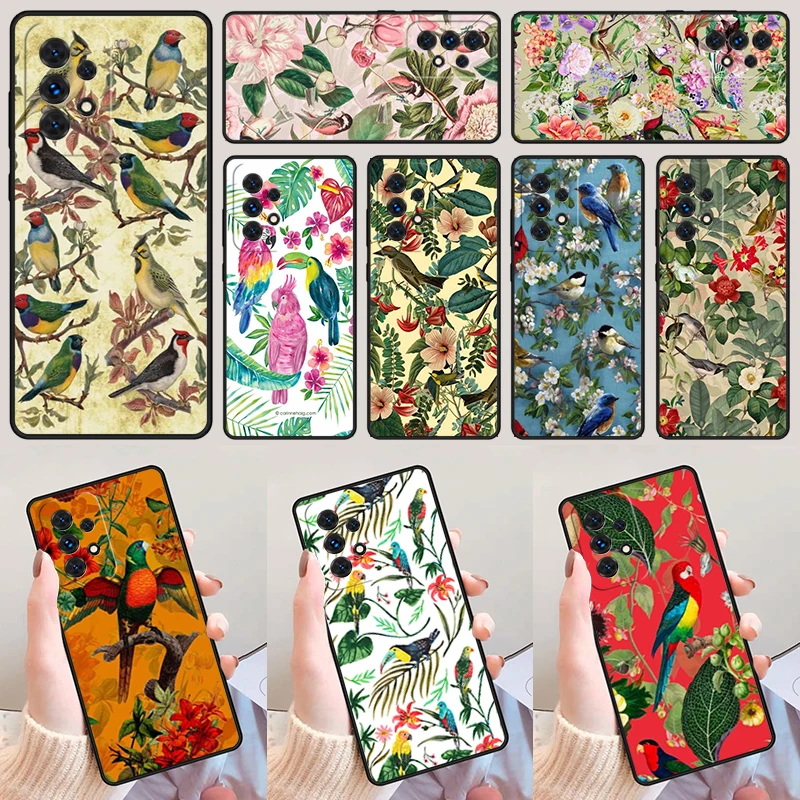 Garden Birds Vintage Tropical FLORAL For Samsung A52 A72 A73 A20e A21S A50 A70 A11 A12 A42 A31 A40 A51 A71 A32 A80 Phone Case