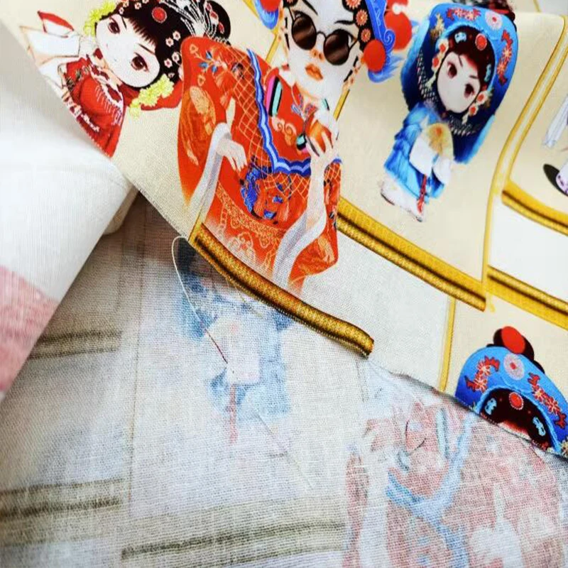 Good,Chinese style,Beijing Opera Girls Digital Print,100% Cotton Fabric,Sewing Material,For Diy Children Clothing By Yard Fabric