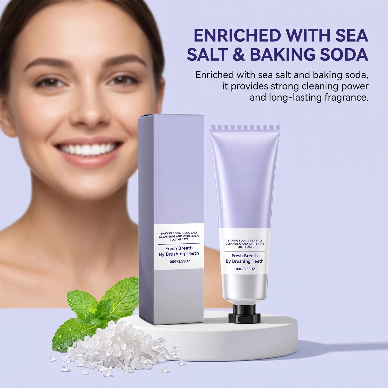 Baking Soda & Sea Salt Whitening Toothpaste Removing Surface Stains Eliminating Bad Odor Fresh Breath Deep Cleaning Dental Paste
