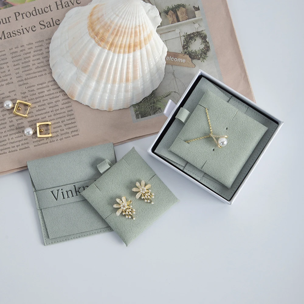 

Персонализированная светло-зеленая сумка для ювелирных изделий из микрофибры с логотипом, свадебный подарок, маленькие серьги, ожерелье, кольцо, сумка со вставкой