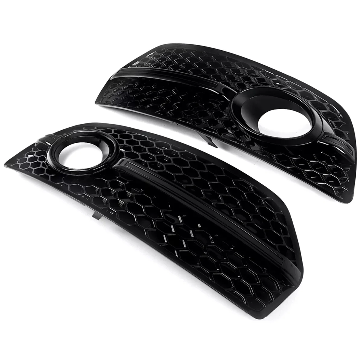 1Pair Bright Black Honeycomb Fog Light Cover Grille for Audi Q5 8R 2009-2012 SQ5 Style 8R0807681A 8R0807682A