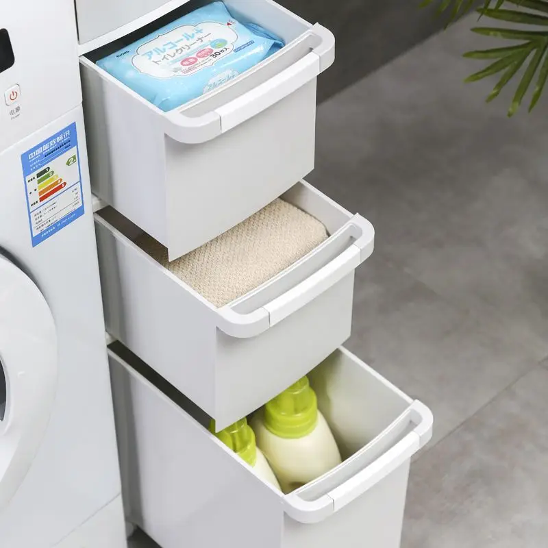 Imagem -04 - Banheiro Cozinha Slit Armário de Armazenamento Banheiro Gap Shelving Plastic Toilet Side Armário Narrow Slit Storage Bin Box 22cm