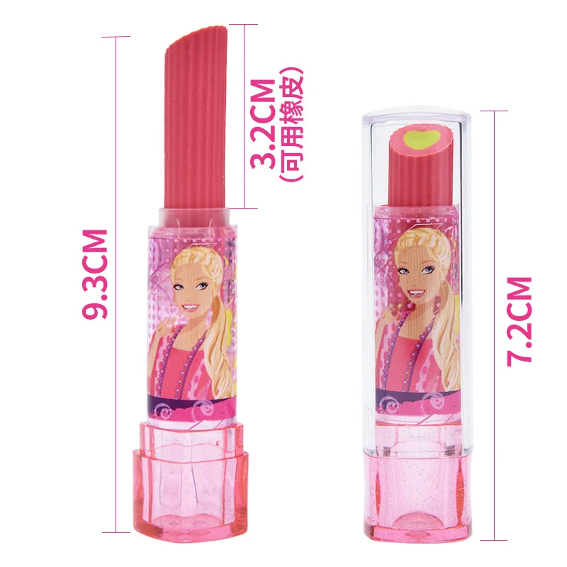 Barbie Borrador de lápiz labial, suministros para estudiantes, papelería de dibujos animados, lindo Borrador de princesa, estudiantes, regreso a la escuela