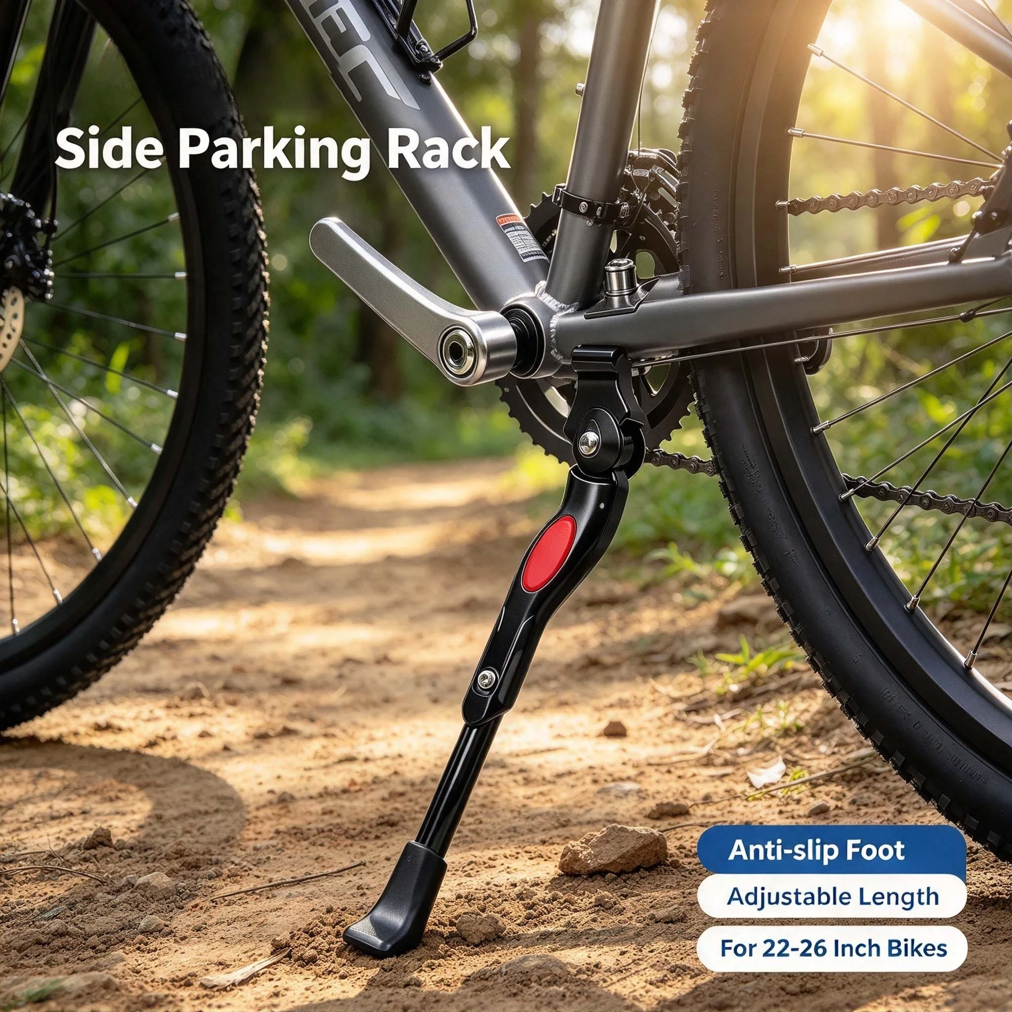 Aluminum Alloy Bicycle Kickstand 22-26 Inch Adjustable Side Support Parking Rack for MTB Mountain Bike Durable Replacement Parts