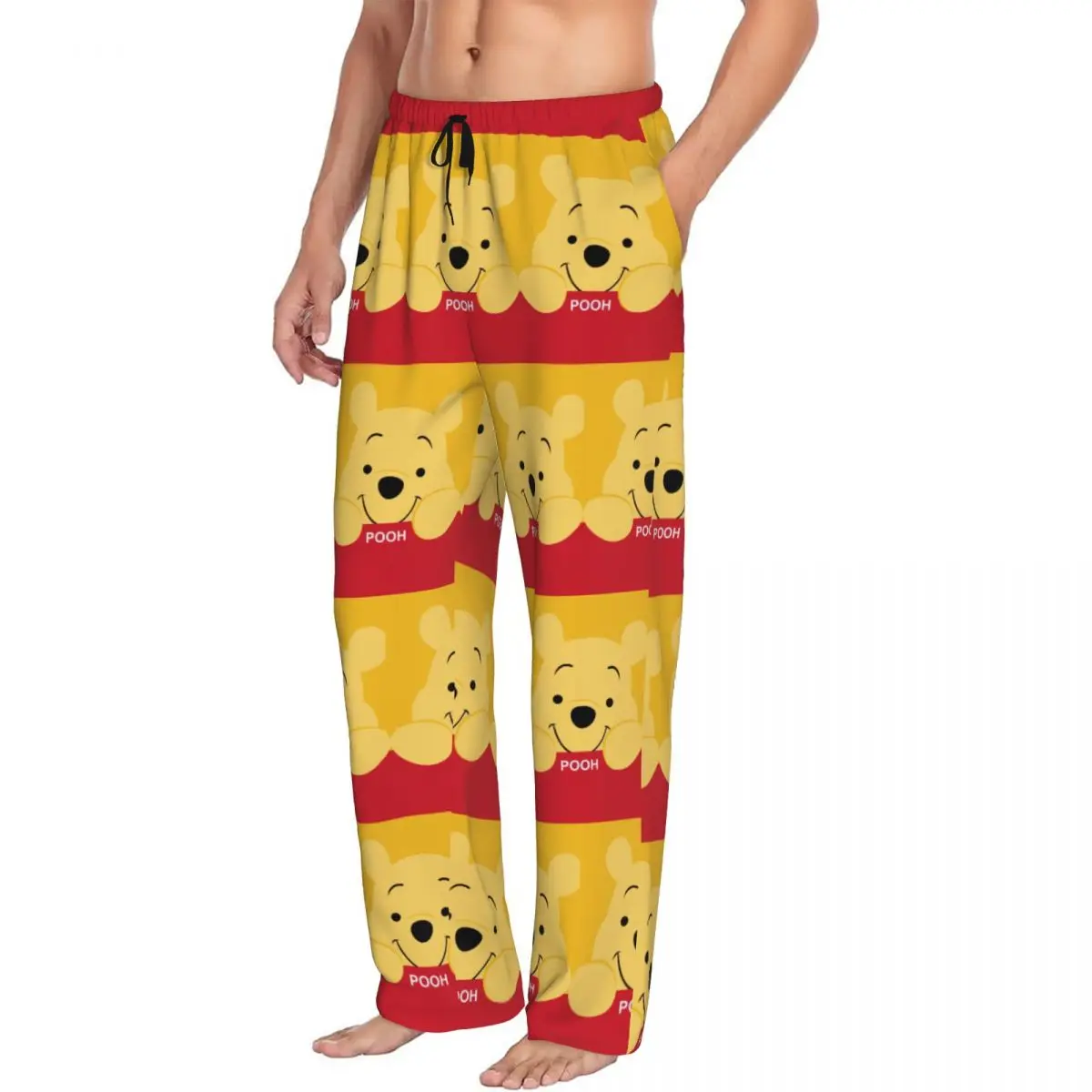 Custom Printed Winnie The Pooh Pajama Pants Men Kawaii Cartoon Sleep Sleepwear Bottoms with Pockets