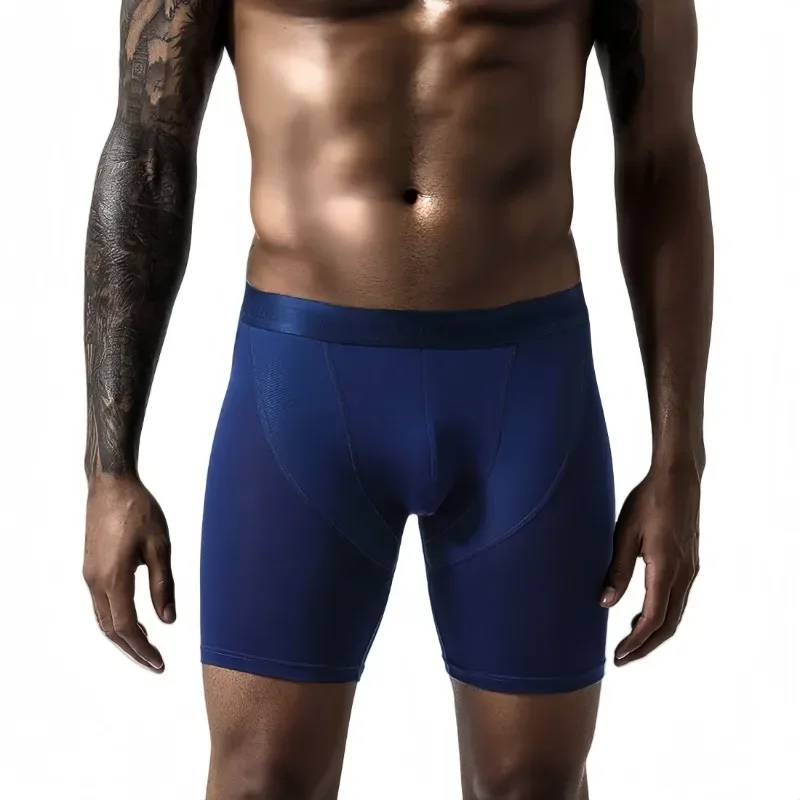 Men Underwear Breathable Quick Drying Boxer Briefs Extended Length Skinny Fit Men Trunks Sport Boxers for Running Fitness