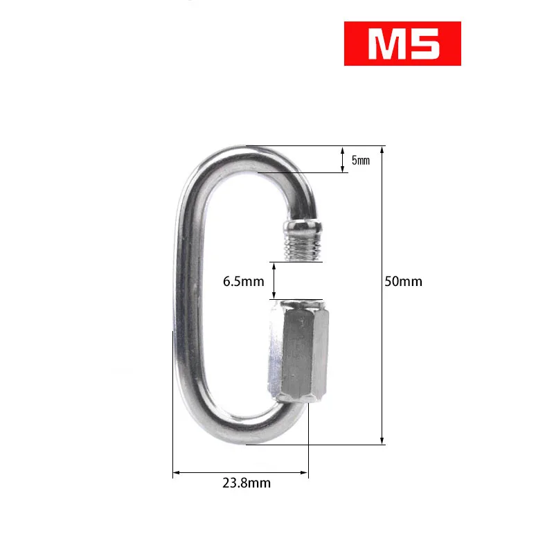 Connect Hook Stainless Steel Connecting Ring Quick Chain Link Track Climbing Mountaineering Carabiner Insurance Buckle M4/5/6/8