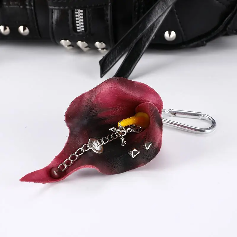 Simulationsblume Orchidee Lilie Schlüsselanhänger Handgefertigt mit Bohrungen und Nadelstichen Bunter Blumen-Taschenanhänger Rucksack-Dekoration – Detail 3