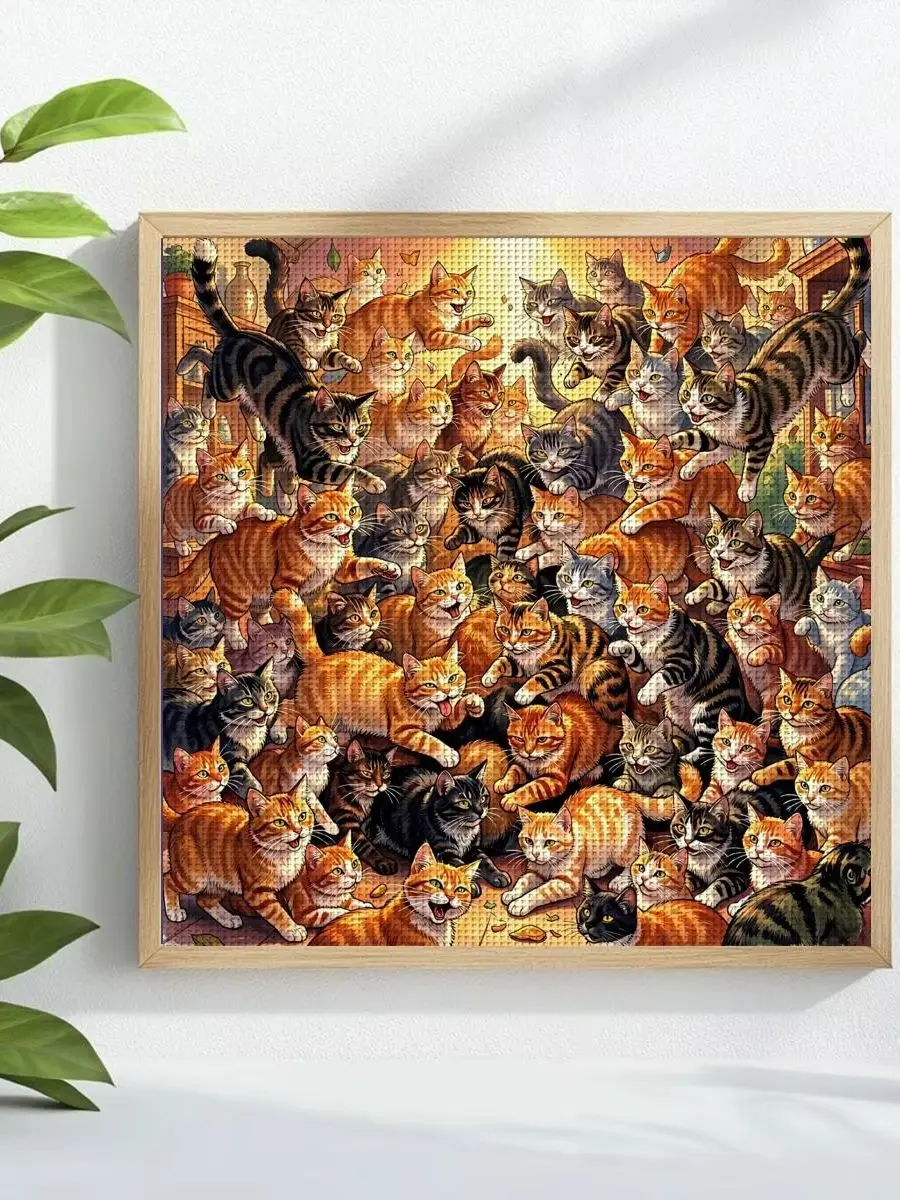 1 Stück 30X30CM/11,8 Zoll Cat Wars Gestempeltes Kreuzstich-Set DIY-Kit 11/14/16CT DIY-Stickset DIY-Kreuzstich-Set – Detail 1