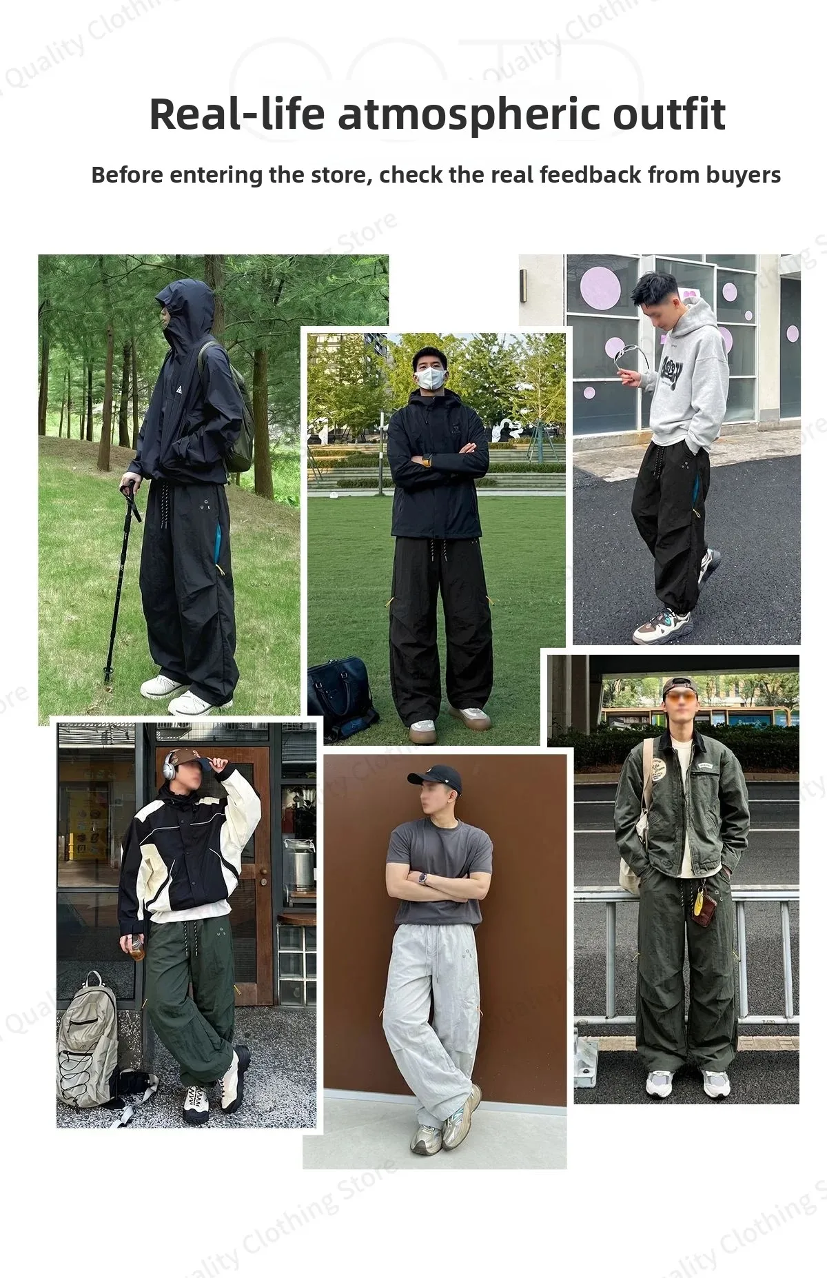 Arbeitsfreudige, wasserabweisende Outdoor-Overalls für Herren, Herbst, lange Hosen mit Schlitz und Falten, Kontrastfarben, Reißverschluss, Sport- und Freizeithose – Detail 6