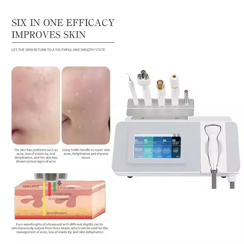 جهاز إزالة تجاعيد الوجه المضاد للشيخوخة 6 في 1 للتنظيف العميق وتقليص المسام ورفع الوجه