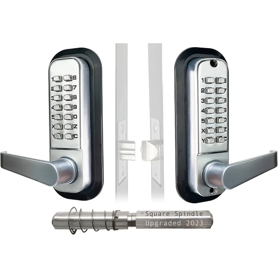 قفل باب بمقبض رافعة ميكانيكي مزدوج الجوانب مع مغزل مربع لتعزيز الأمان وسهل التركيب