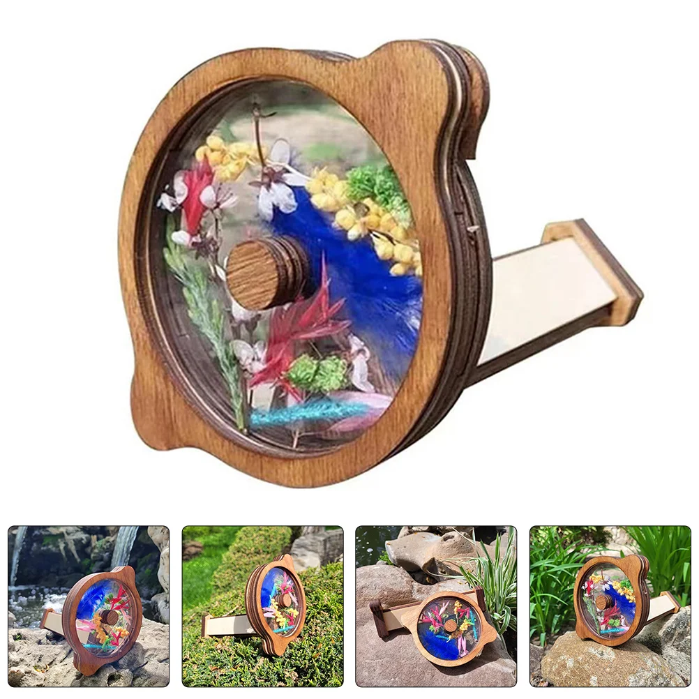 

Kids Toys Rotating Kaleidoscope Portable Science Developmental Wooden Plaything for DIY Attractive Child