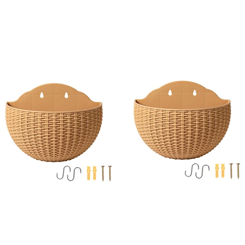 Large European-Style Imitation Rattan Wall-Mounted Semi-Circular Flowerpot Lazy Flowerpot