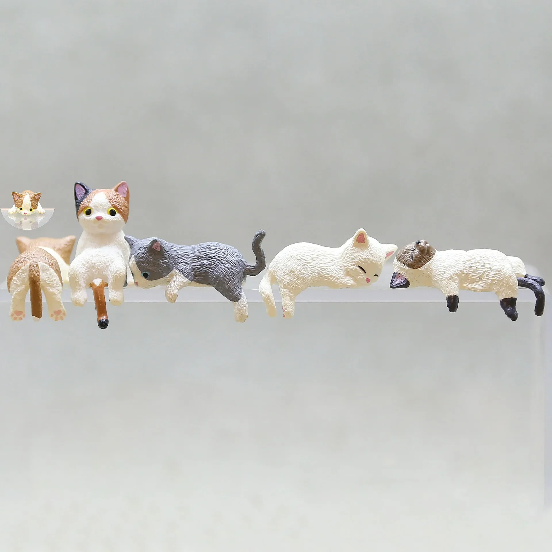 Cartoon Simulation Fish Tank Edge Hang Cat Aquarium Ornament, Miniature Landscape, Home Decoration, Cute Desktop Gifts