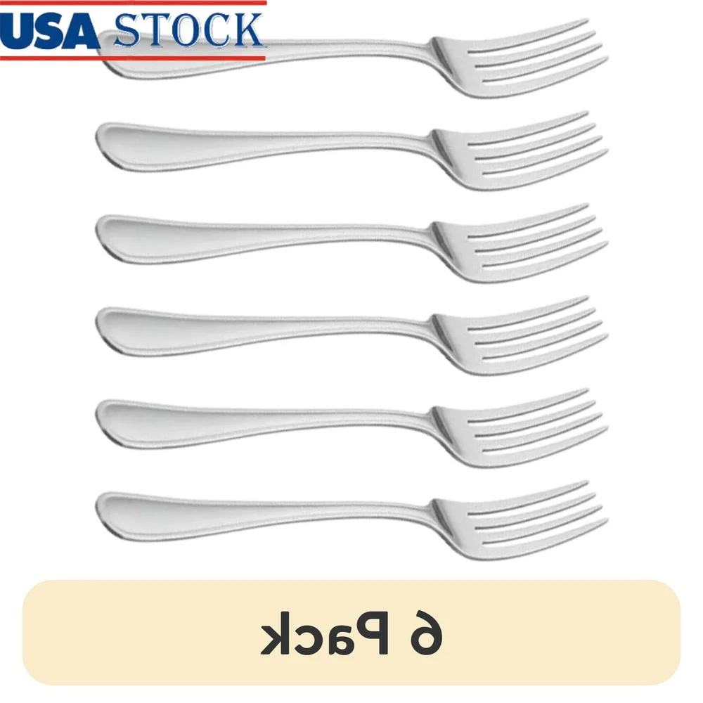 

6 Pack Stainless Steel Dinner Forks Set Ergonomic Design Heavy Duty Flatware Dishwasher Safe Hammered Finish Kitchen Utensils