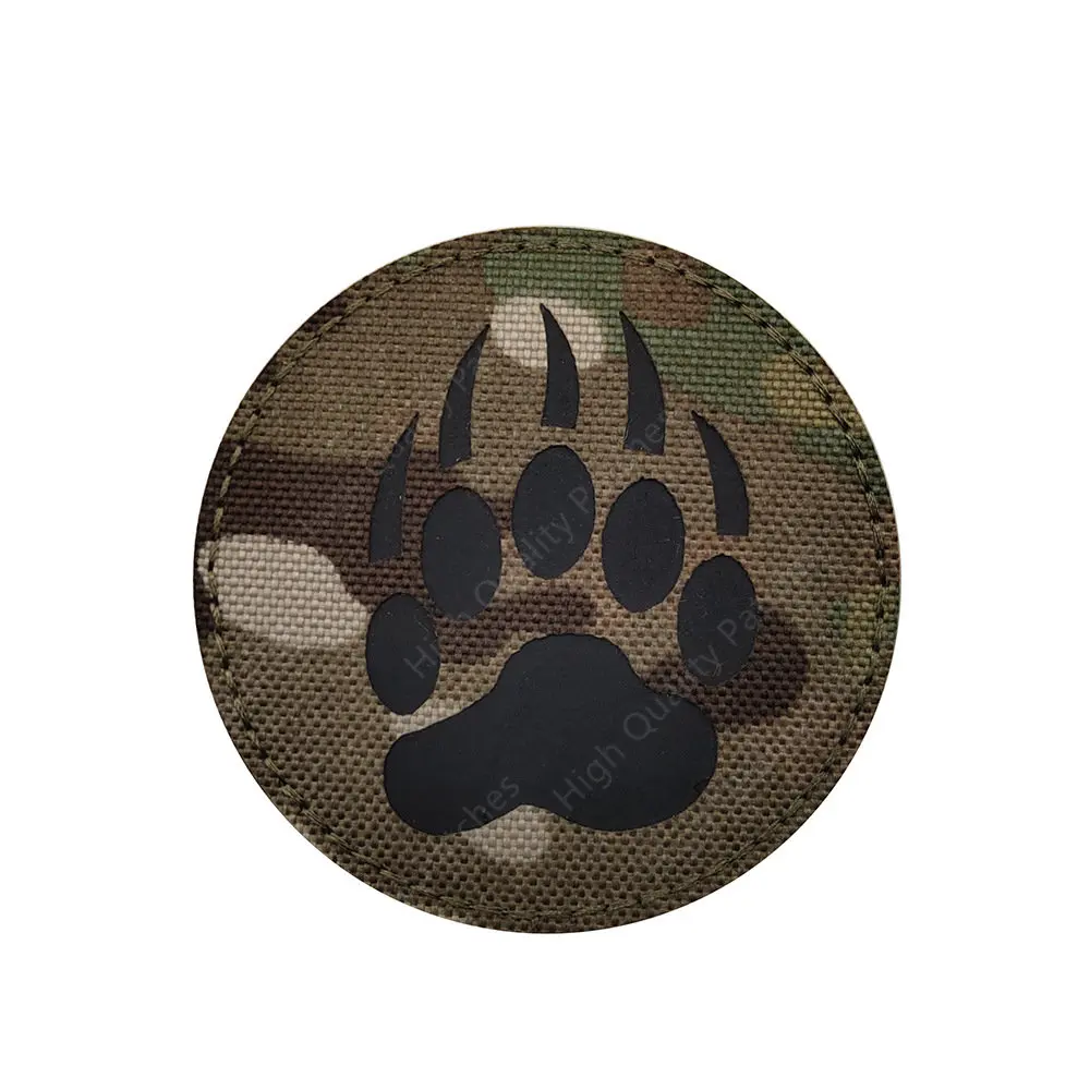 IR reflective Bear Paw Claw Tactical Patch Reflective Applique Attachment Fastener Hook & Loop Badge on Hat Bag Jackets and Gear