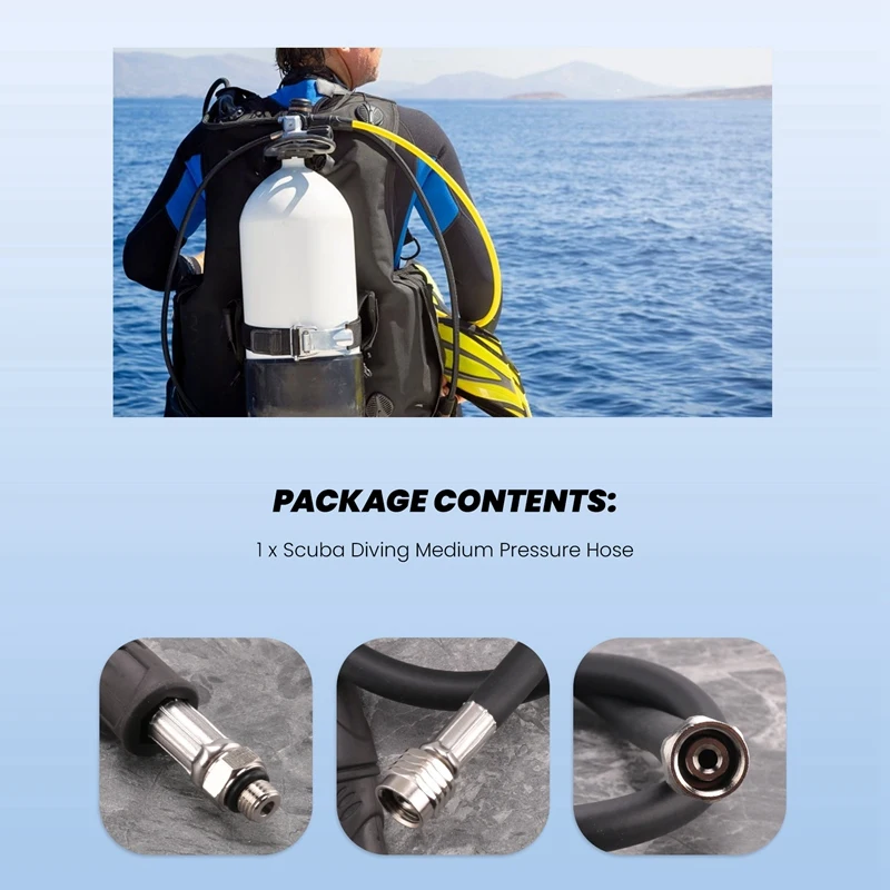 Scuba Diving BCD Medium Pressure Hose Scuba Diving Regulator for 2Nd Gauge Breathing Regulator-FABY