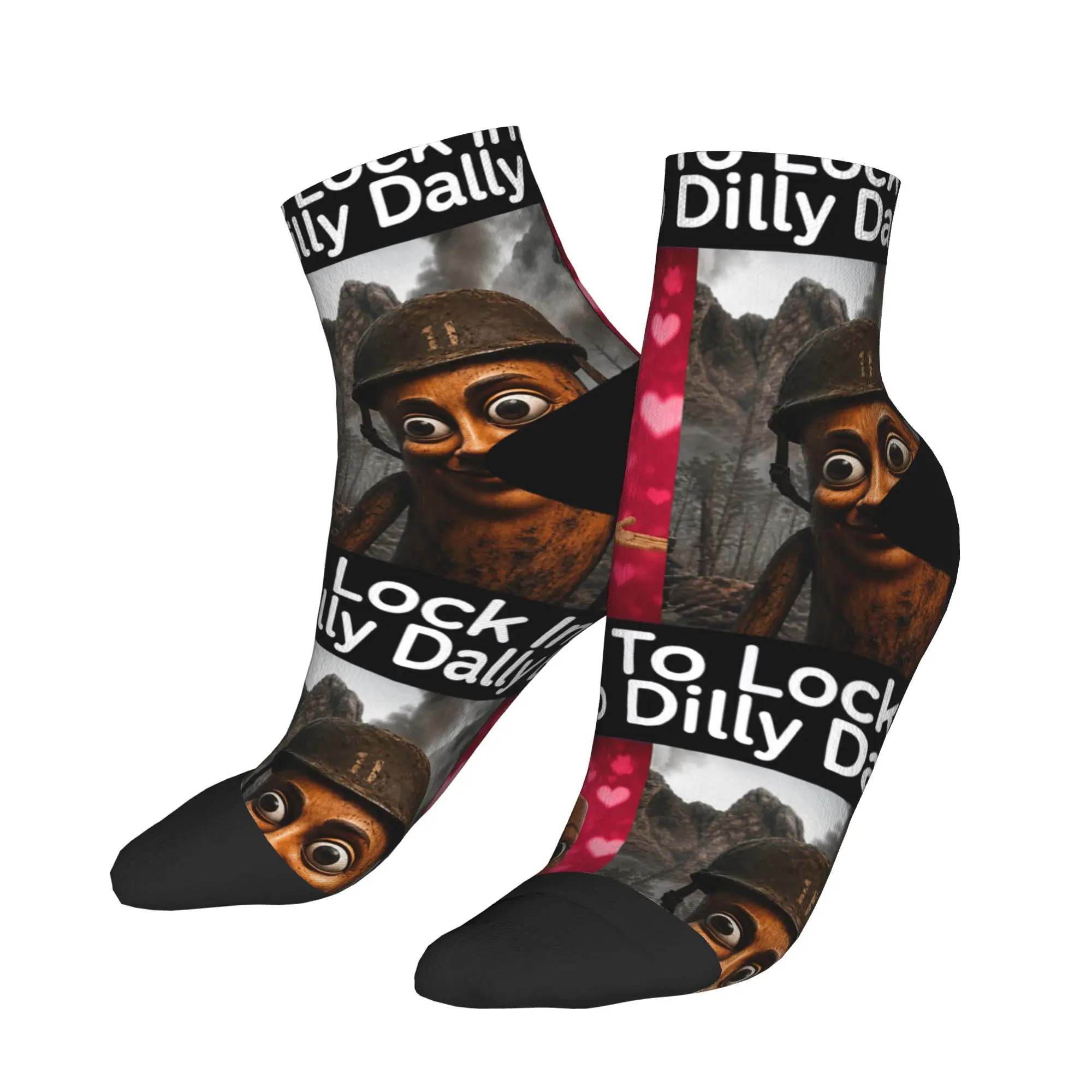 Men Socks Tung Tung Tung Sahur Born to Dilly Dally Forced to Lock in Kawaii Quality Ankle Sock Autumn Skateboard Anti Slip Socks