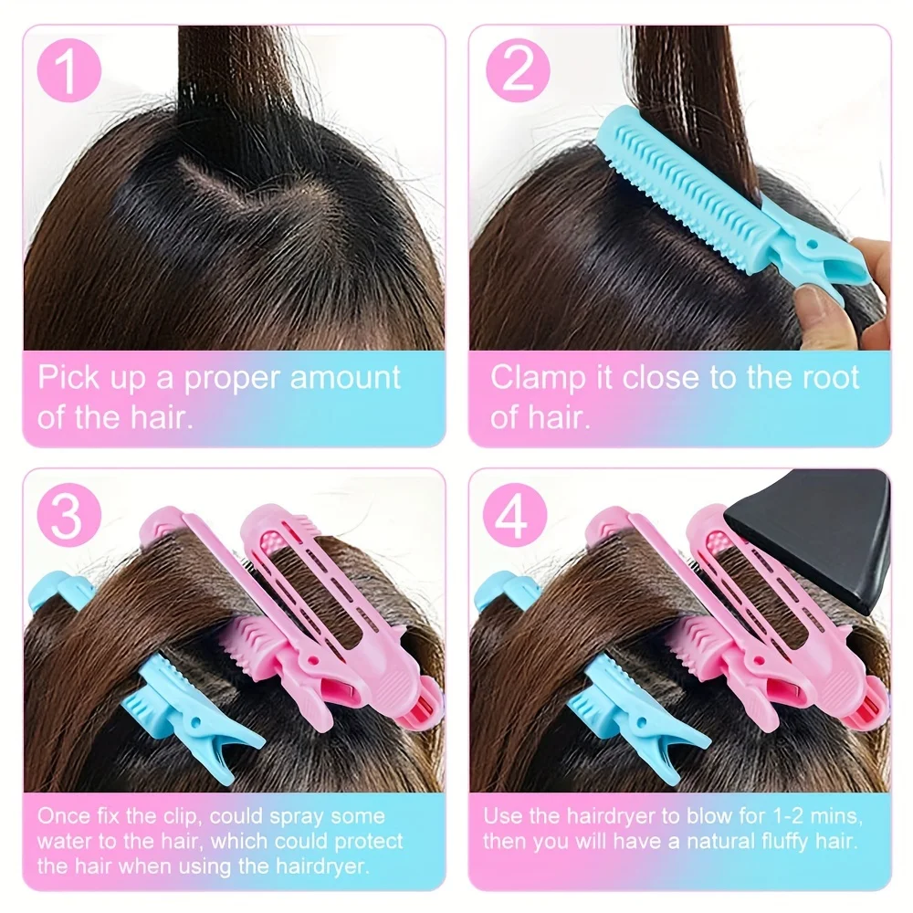 3/6/9 PCS Hair Curlers Spiral Curls Styling, Volumizing Curlers Root Clips, Fluffy Lazy Grip Curl Rods, No Heat Styling Tool