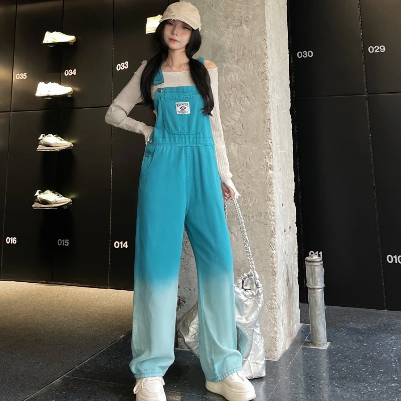 Loose Slim Women Jumpsuits Straight Wide Leg One-piece Pants Korean Style Fashion High Street Casual Basics Strap Pants Female