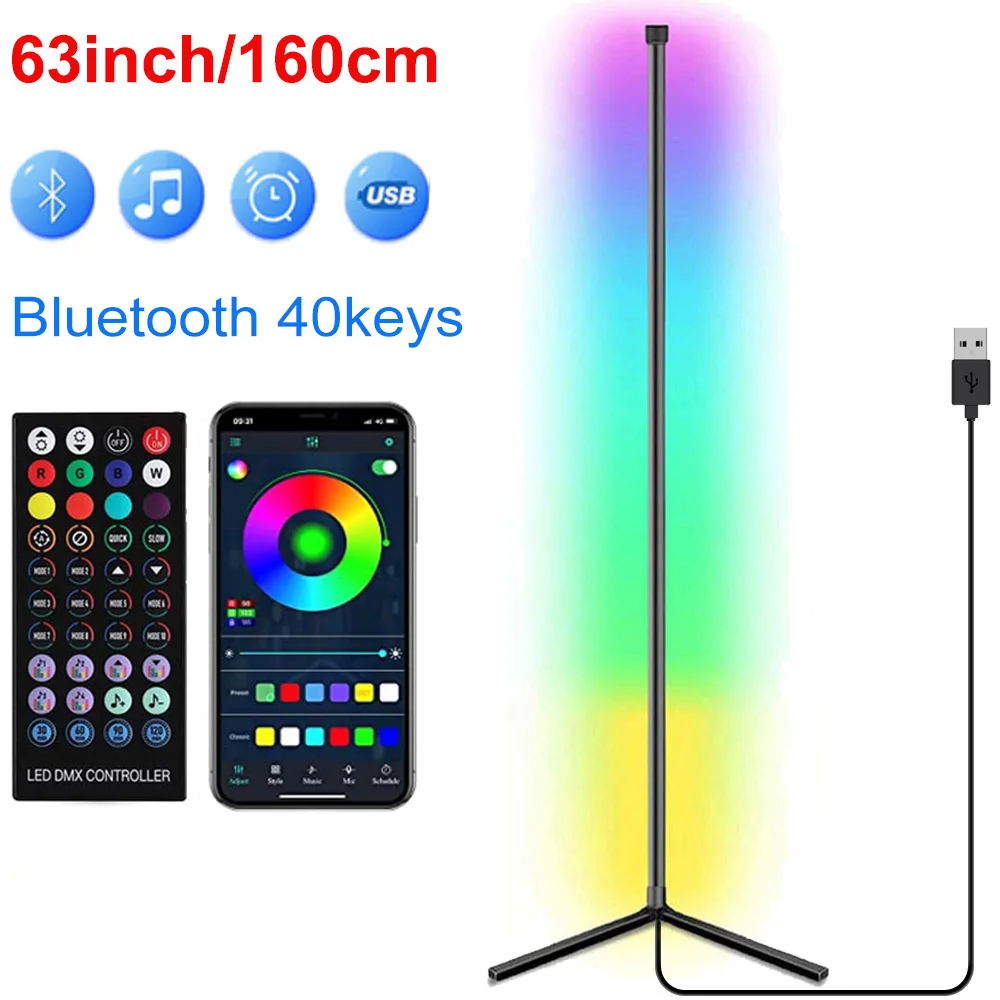 Leclstar 160 cm Smart Tuya Eck-Stehlampe, dimmbar, RGB-LED, moderne Stimmungsbeleuchtung, Alexa-Standleuchten für Schlafzimmer, Gaming, Wohnzimmer, Dekoration 3