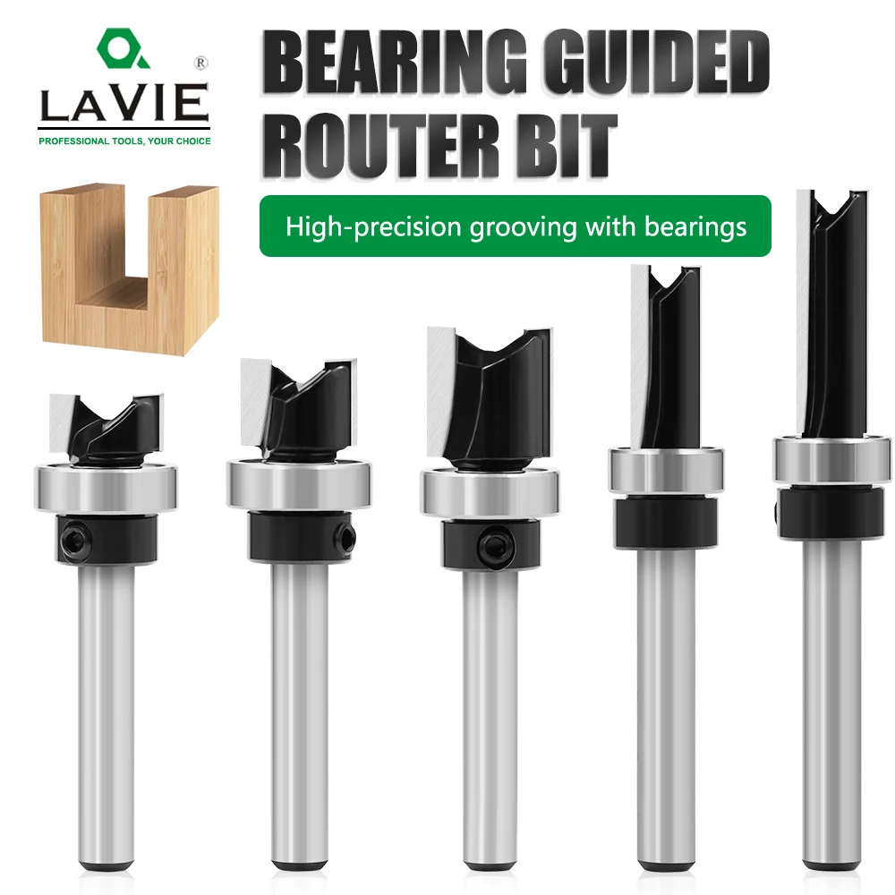 

1pc 6mm 1/4"Shank Bearing Straight Router Bit Copy Trimming Cutter Line Cutter Trimming Machine Milling Cutter Woodworking Tools