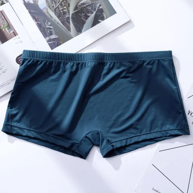 Men Trunks Ultra Thin Sexy Wet Seductive Underpants Breathable Bulge Pouch Boxer Low Waist Quick Drying Transparent Panties