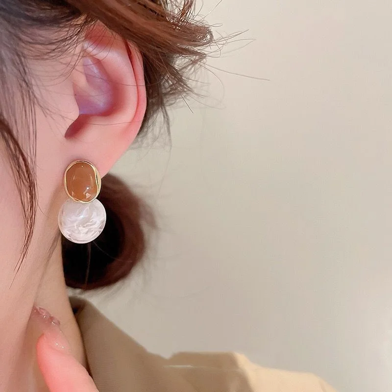 Adolph Trending Coffee Color Ellipse Texture Drop Earring Fashion Party Korean Elegant Earrings Female Jewelry For Woman New