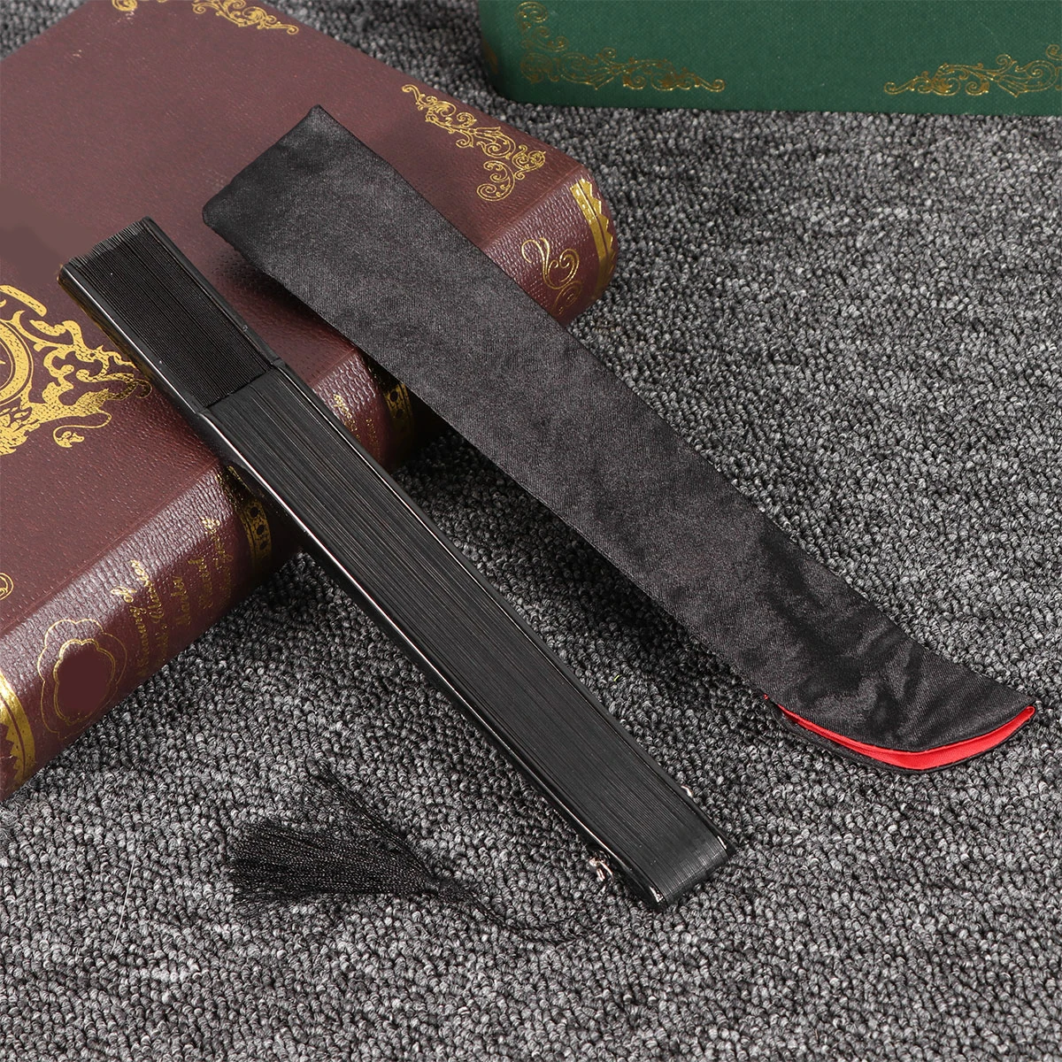 

Black Folding Fan Vintage Style Decorative Handheld Fan for Home Decoration Gift Photography Prop Rose Hollow