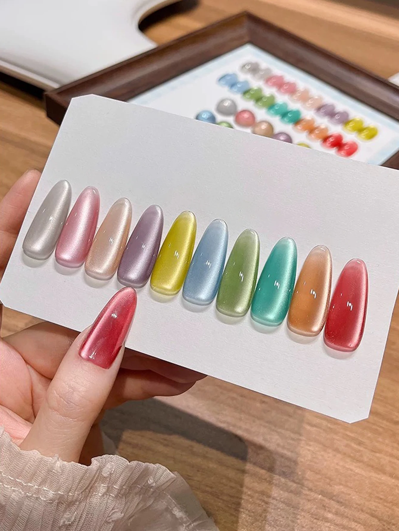 Hält 1/10 Stück 2025, neue Nagelkunst, rot, gelb, blau, grün, lila, schillernd, Aurora-Regenbogen-Kristallglasperlen, Gel-Nagellack,