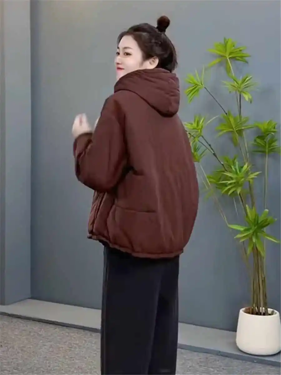 

Женская хлопковая куртка с капюшоном, двусторонняя, легкая, тонкая, теплая, для весны, осени и зимы, модная, повседневная, в корейском стиле