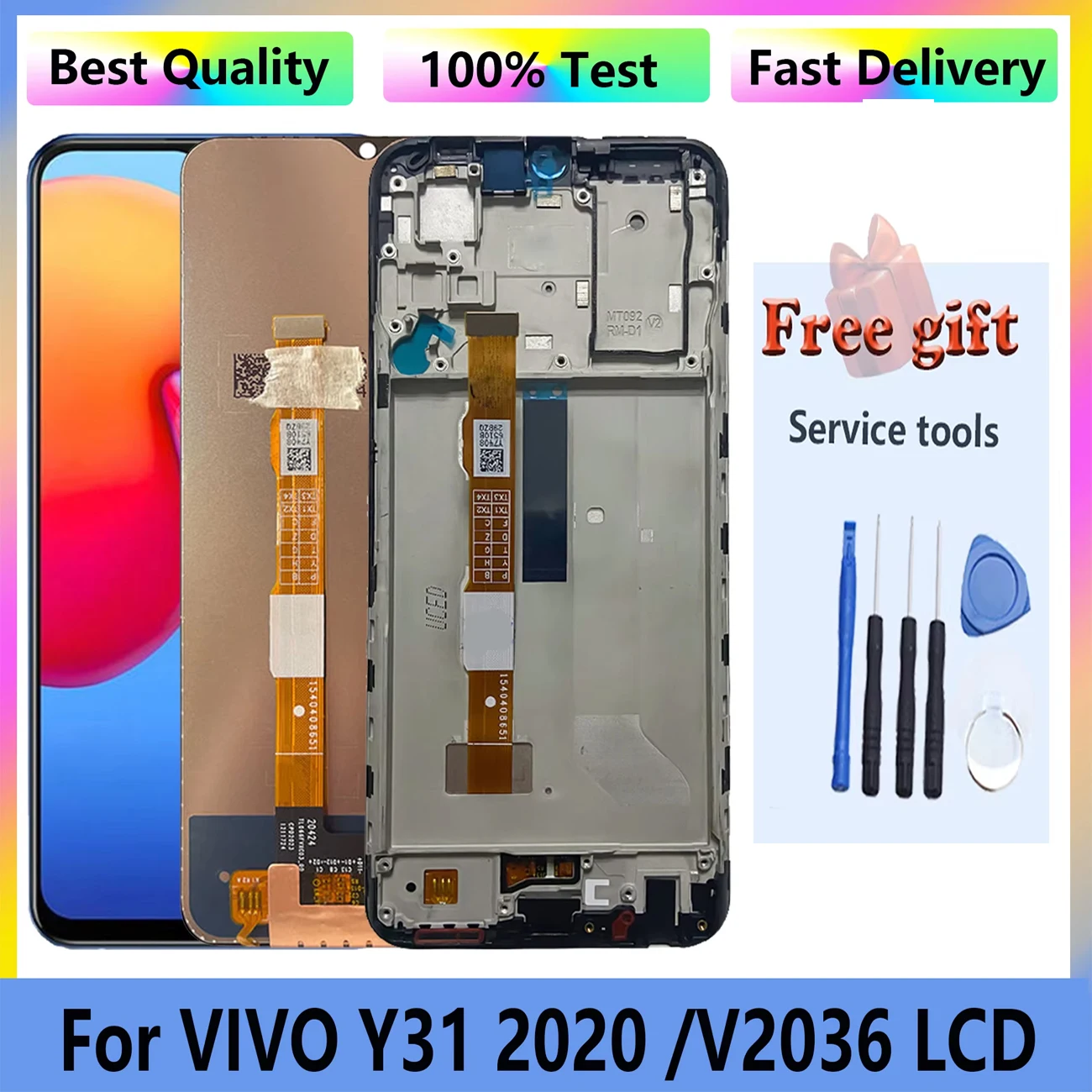 Original LCD For VIVO Y31 2020 V2036 Display Full With Frame Touch Screen Digitizer Assembly Replacement Phone Repair Parts