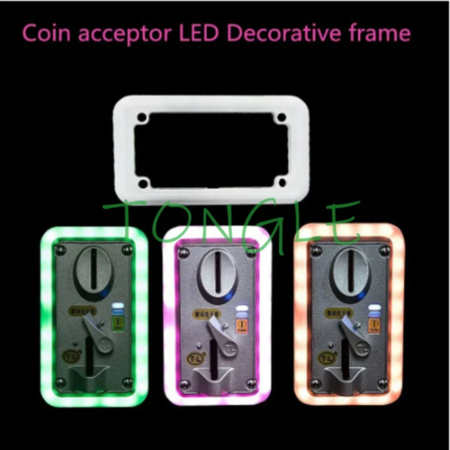 Universal Colorful LED Flash, Decorative Front Type Coin Selector, 12V Illuminate Frame,Coin Acceptor for Vending Arcade Machine