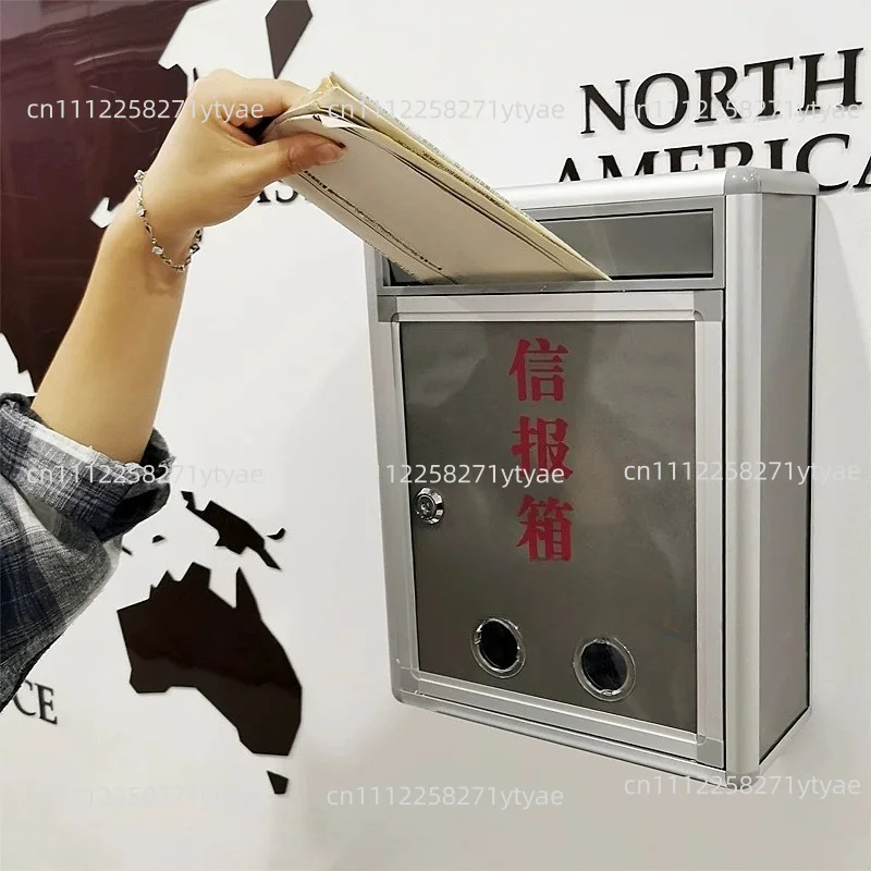 Suggestion box, large forward material port with lock, donation box, no punching, complaint box, aluminum alloy frame.