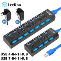 4/7 Ports USB HUB 3.0 2.0 Adapter Expander High Speed Multi USB Splitter Multiple Extender with LED Lamp Switch for PC Laptop