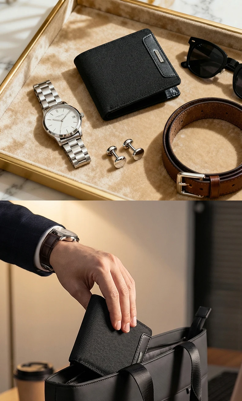 MARK RYDEN Urban Minimalistische Herren-Geldbörse aus strapazierfähigem Oxford-Stoff, lässige Geldbörse im Taschenformat – Detail 8