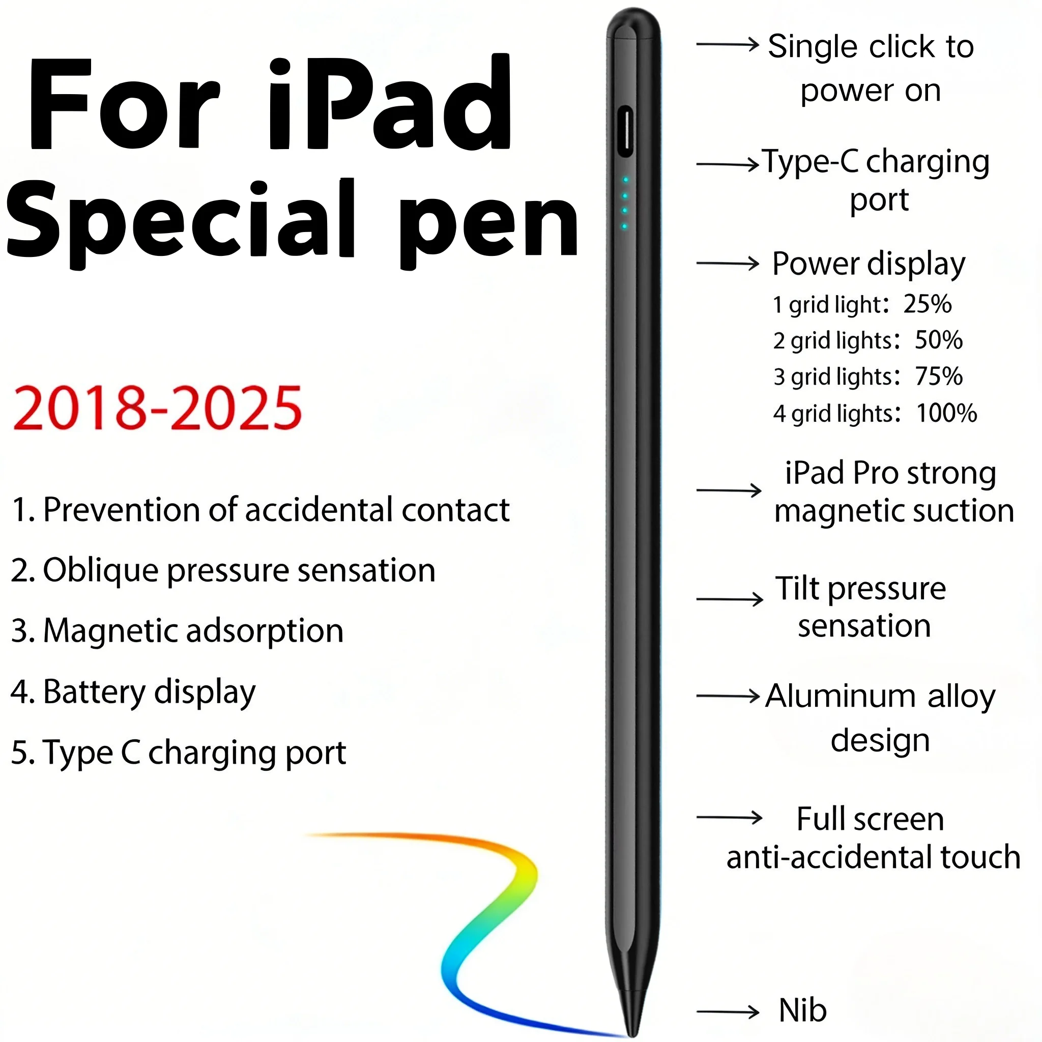 Für Apple Pencil mit Handballenerkennung und Leistungsanzeige iPad Stift für iPad Zubehör 2022 2021 2020 2019 2018 Pro Air Mini Stylus – Detail 8