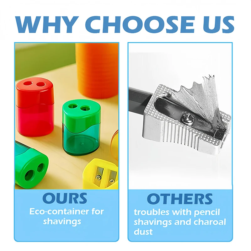 12Pcs Mini Dual-Holes Pencil Sharpeners With Lid Compact Colored Handheld Pencil Sharpener Portable Manual Pencil Sharpener