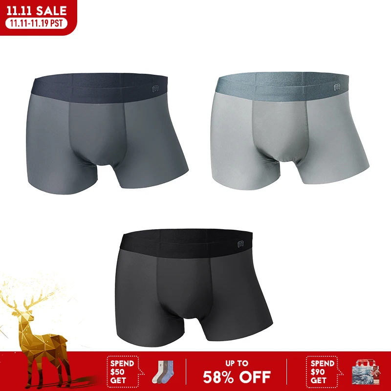 

Maden 1/3/6/9 шт. Мужские боксеры из ледяного шелка, бесшовные, мягкие, дышащие, антибактериальные, эластичные, однотонные, большие размеры, комплект