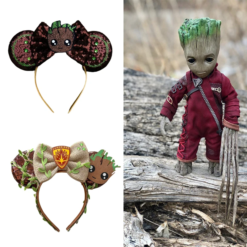 Disney Guardians Of The Galaxy Hairbands Baby Groot Ears Hair Accessories Kids Cartoon Headband Girls STAR WARS Head Bands Women