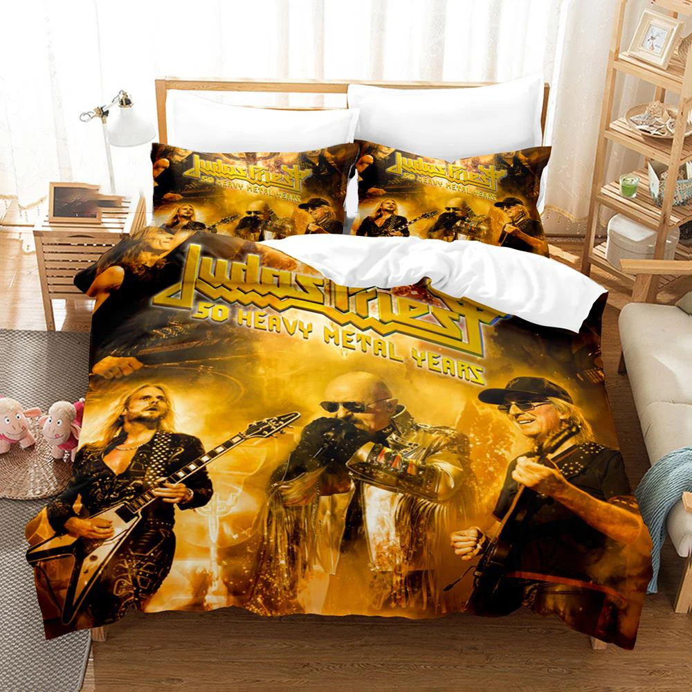 Imagem -04 - Judas Priest3d Conjunto de Cama Impresso para Crianças e Adultos Capa de Edredão Fronha Gêmeo Queen Size Meninos Meninas Têxteis-lar Moda