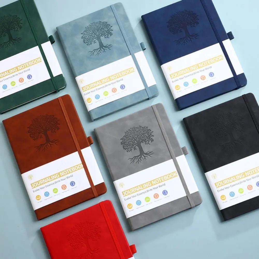 Carnet de notes Simple en cuir PU avec sangle élastique, bloc-notes de poche A5, couverture souple épaisse, carnet de notes de bureau