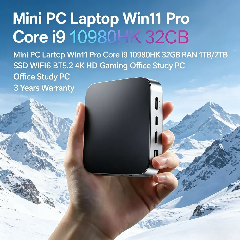 Mini PC Laptop Win11 Pro Core i9 10980HK 32GB RAM 1TB/2TB SSD WiFi6 BT5.2 4K HD Gaming Office PC 3-Year Warranty